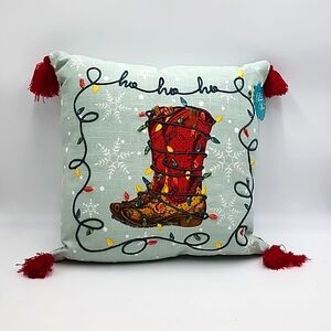 Pioneer Woman Holiday Boot Throw Pillow 18 X 18 NWT
